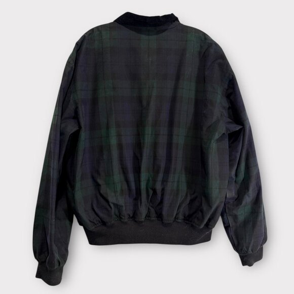 Vintage Polo Ralph Lauren Oil Cloth Waxed Harrington Jacket Black Watch Plaid L - Picture 2 of 6